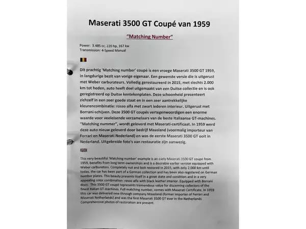 Maserati 3500 GT Touring Superleggera Matching and NEW make offer - Photo 2